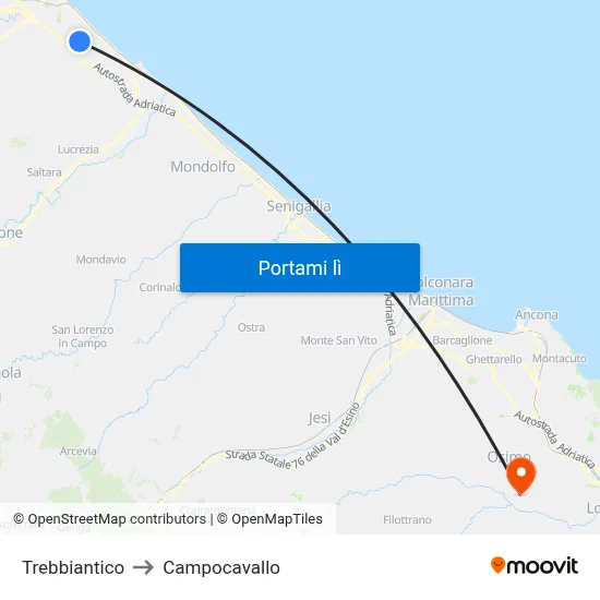 Trebbiantico to Campocavallo map