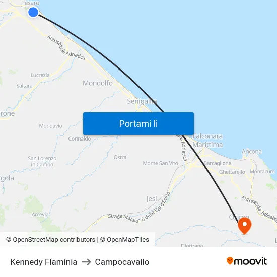 Kennedy Flaminia to Campocavallo map