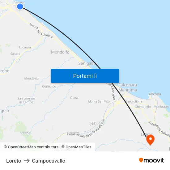 Loreto to Campocavallo map