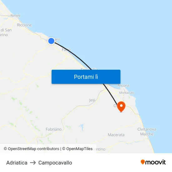Adriatica to Campocavallo map