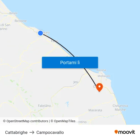 Cattabrighe to Campocavallo map