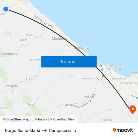 Borgo Santa Maria to Campocavallo map