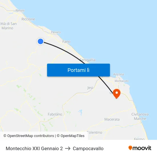 Montecchio XXI Gennaio 2 to Campocavallo map