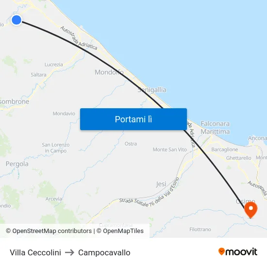 Villa Ceccolini to Campocavallo map