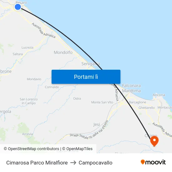 Cimarosa Parco Miralfiore to Campocavallo map