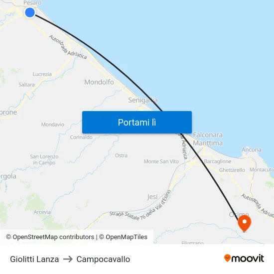 Giolitti Lanza to Campocavallo map