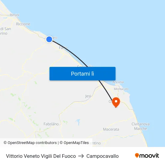 Vittorio Veneto Vigili Del Fuoco to Campocavallo map