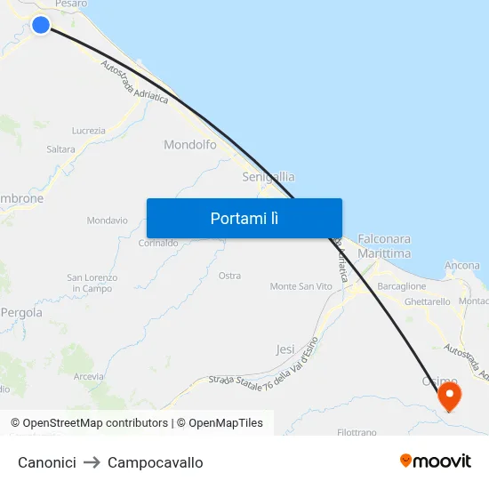 Canonici to Campocavallo map