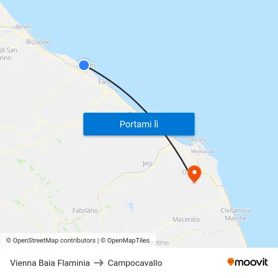 Vienna Baia Flaminia to Campocavallo map