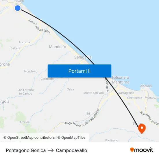 Pentagono Genica to Campocavallo map