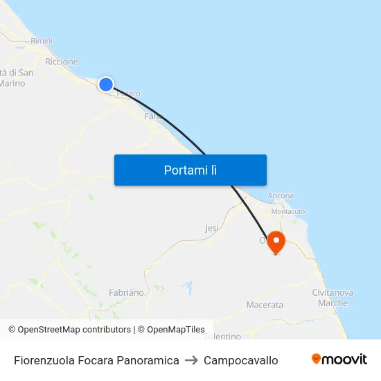 Fiorenzuola Focara Panoramica to Campocavallo map