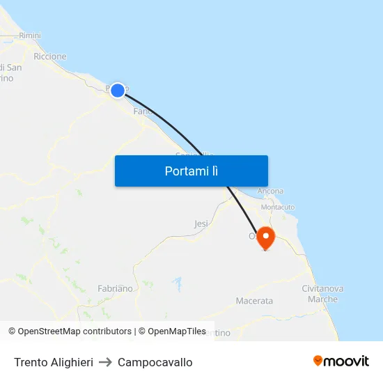 Trento Alighieri to Campocavallo map