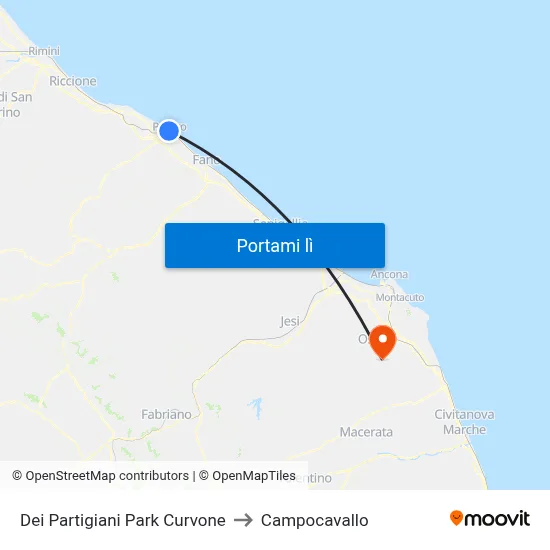 Dei Partigiani Park Curvone to Campocavallo map