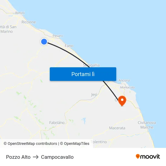 Pozzo Alto to Campocavallo map