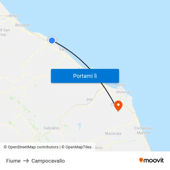 Fiume to Campocavallo map