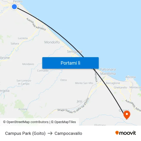 Campus Park (Goito) to Campocavallo map