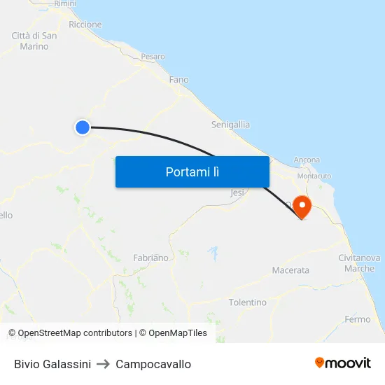 Bivio Galassini to Campocavallo map