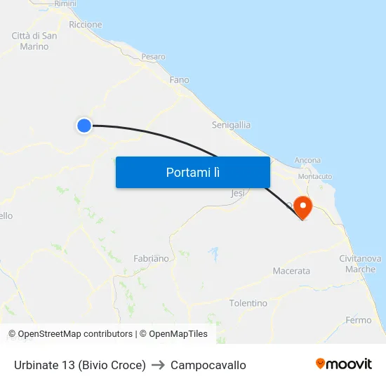 Urbinate 13 (Bivio Croce) to Campocavallo map