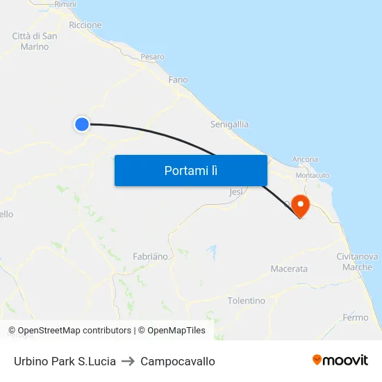 Urbino Park S.Lucia to Campocavallo map