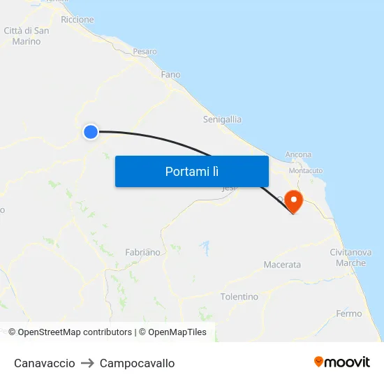 Canavaccio to Campocavallo map