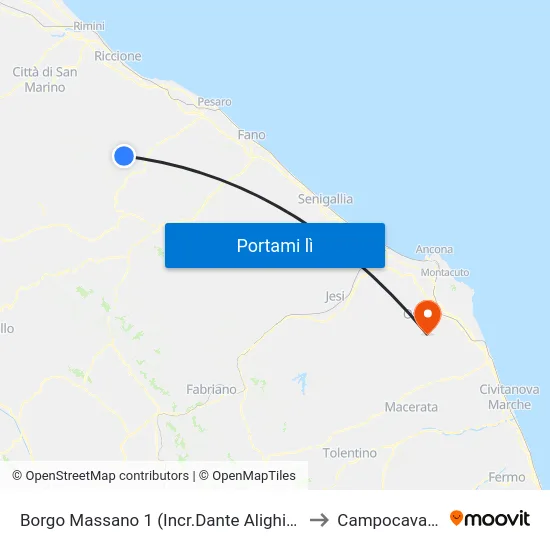 Borgo Massano 1 (Incr.Dante Alighieri) to Campocavallo map