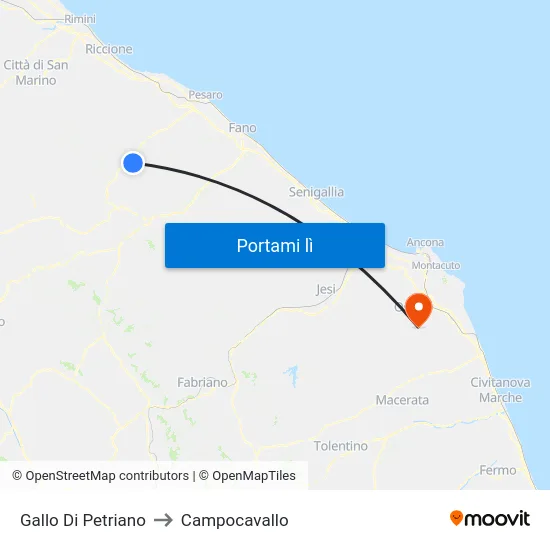 Gallo Di Petriano to Campocavallo map