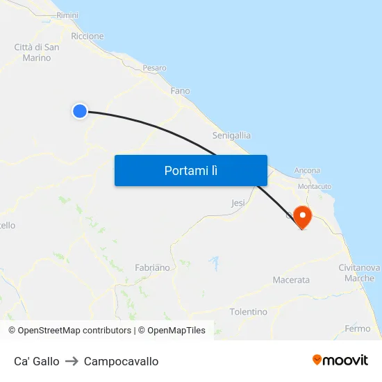 Ca' Gallo to Campocavallo map