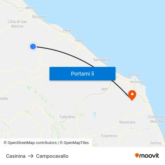 Casinina to Campocavallo map