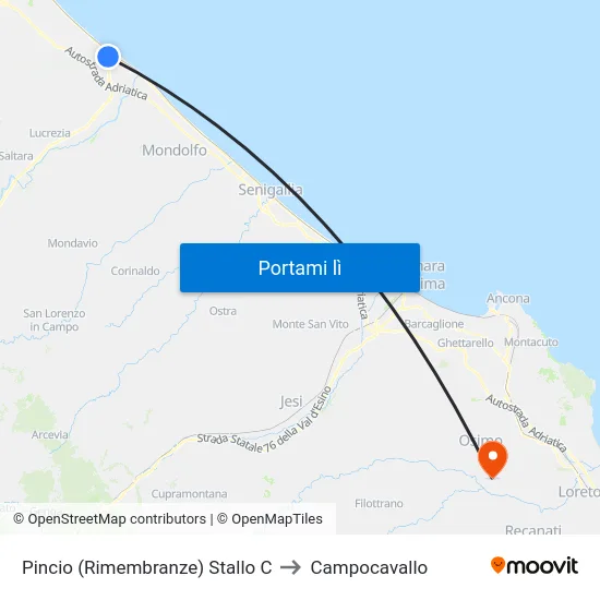 Pincio (Rimembranze) Stallo C to Campocavallo map
