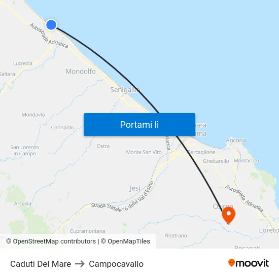 Caduti Del Mare to Campocavallo map