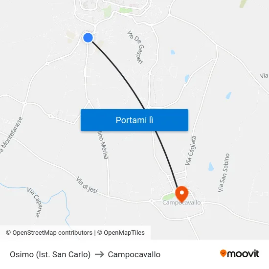 Osimo (Ist. San Carlo) to Campocavallo map