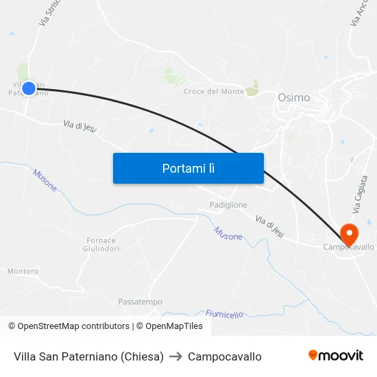 Villa San Paterniano (Chiesa) to Campocavallo map