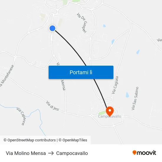 Via Molino Mensa to Campocavallo map