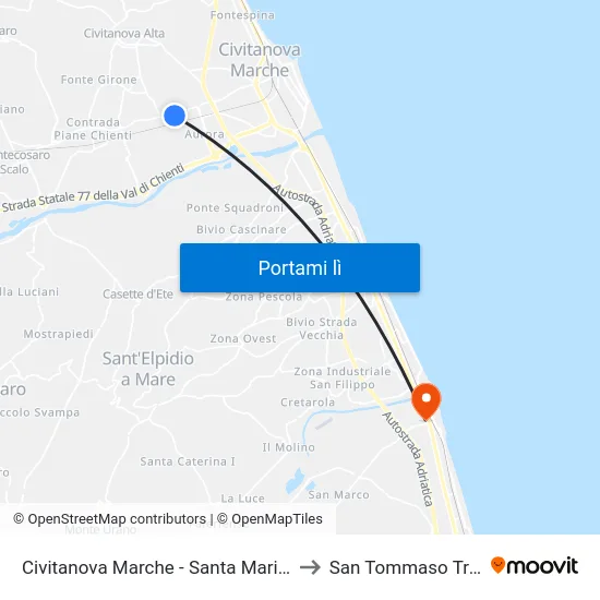 Civitanova Marche - Santa Maria Apparent to San Tommaso Tre Archi map