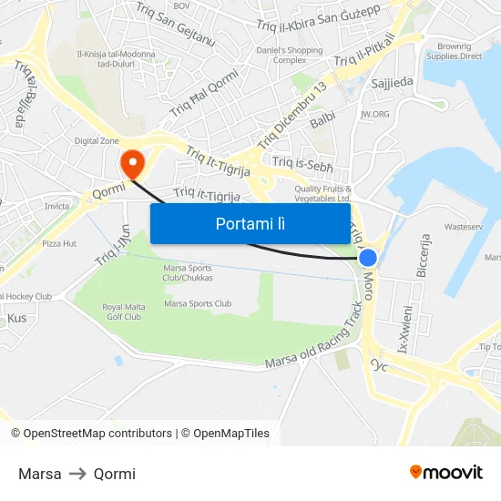 Marsa to Qormi map