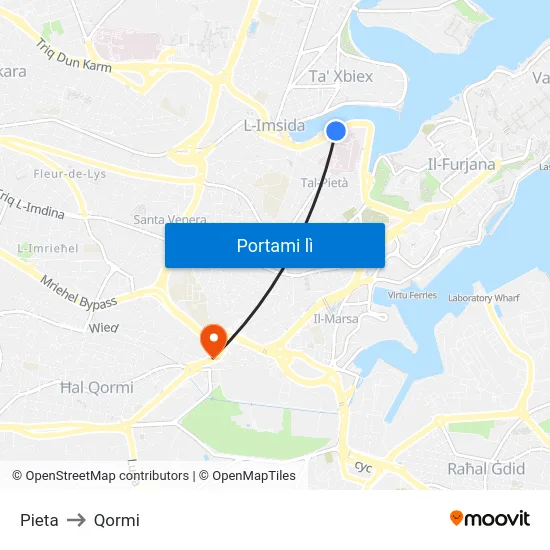 Pieta to Qormi map
