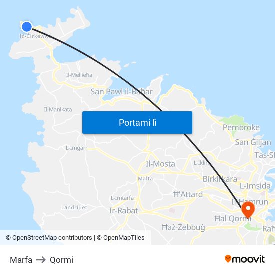 Marfa to Qormi map