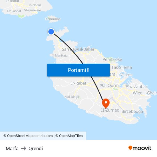 Marfa to Qrendi map