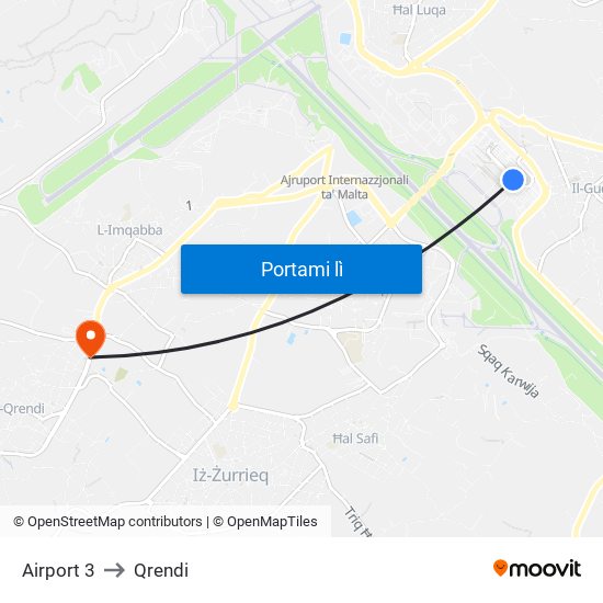 Airport 3 to Qrendi map