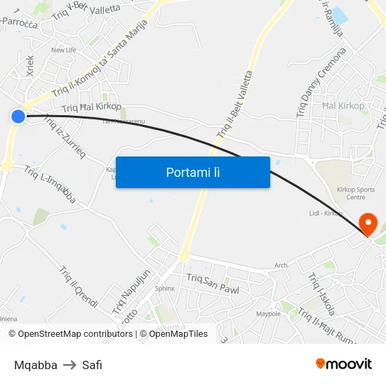 Mqabba to Safi map