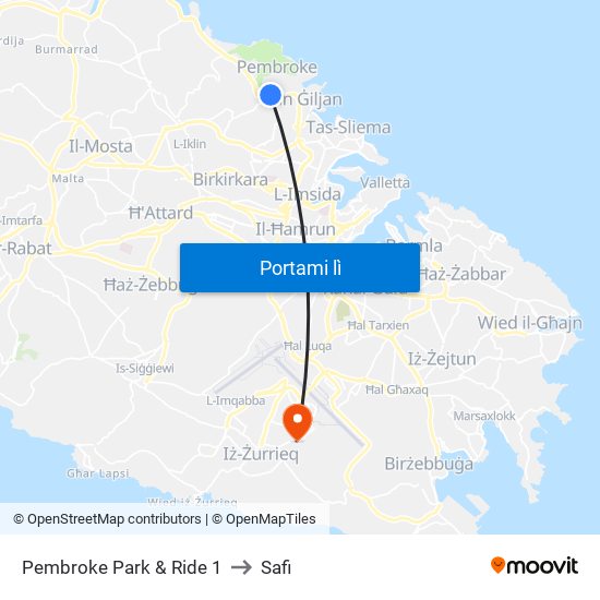 Pembroke Park & Ride 1 to Safi map