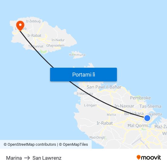 Marina to San Lawrenz map