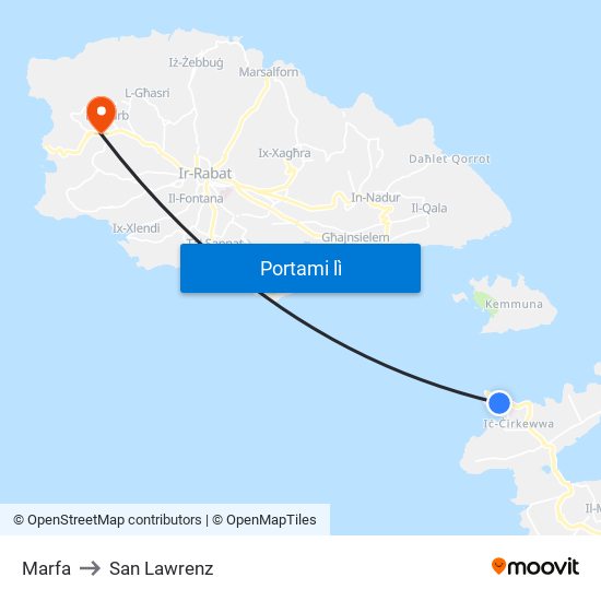 Marfa to San Lawrenz map