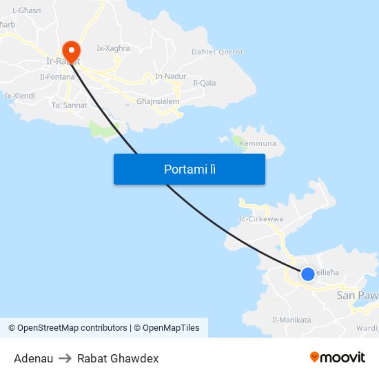 Adenau to Rabat Ghawdex map