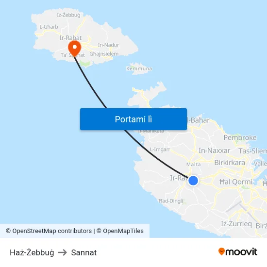 Haż-Żebbuġ to Sannat map