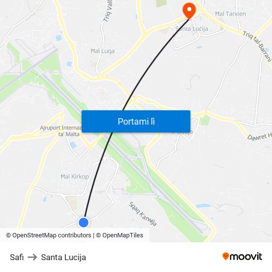 Safi to Santa Lucija map
