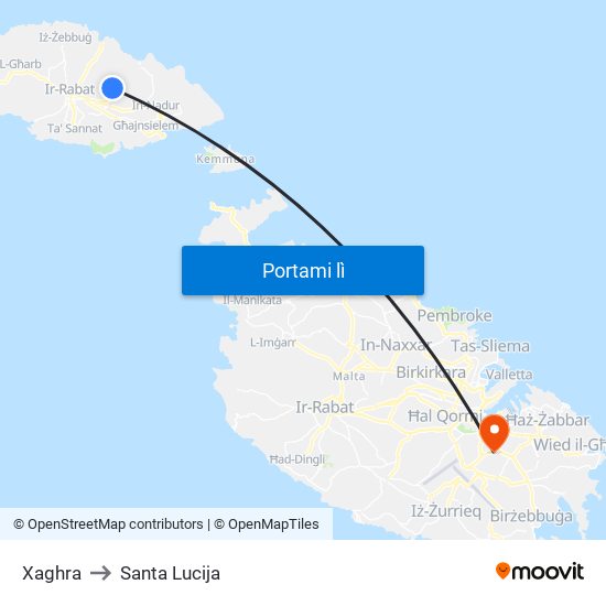 Xaghra to Santa Lucija map