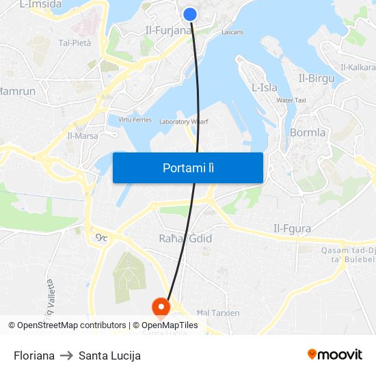 Floriana to Floriana map