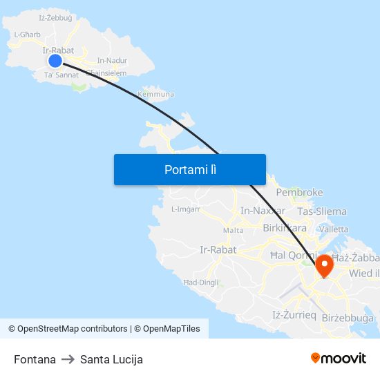 Fontana to Santa Lucija map