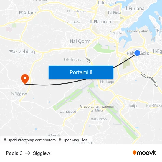 Paola 3 to Siggiewi map